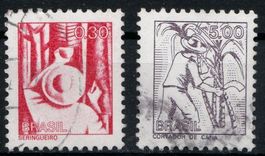 2 Timbres - Brésil - 1977-79 Obl.