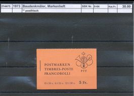 1973 Baudenkmäler, Markenheftchen "rotorange", ** postfrisch