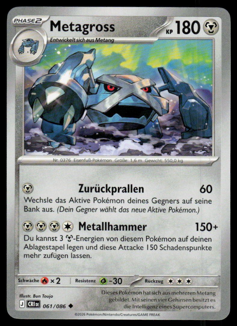 Pokémon Carte collezionabili: Pokemon Metagross 061/086 – Usato da Herisau venduto da Pokemon2025
