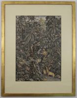 MD Cedur (Baluan, Bali) - Dschungelmalerei - Goldrahmen