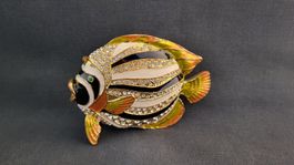 Emaillierte Schmuckdose FISCH mit Strass