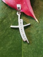 18Kt. Weissgold Kreuz Anh. mit echten 10 Brillanten