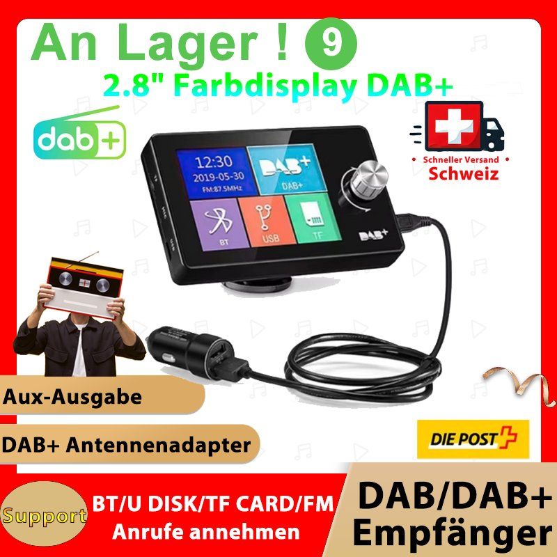 Radio: 2.8" Farbdisplay DAB+ Empfänger, AUX, BT, UDISK, TF, FM – Nuovo e nell'imballaggio originale da Malans GR venduto da BUYBEST-Schweiz