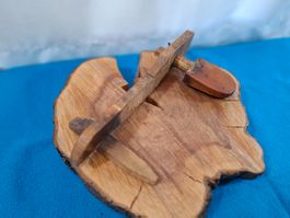 1 antikes Zimmer Tür Schloss mit Kloben, Holz (3606XTBS1)