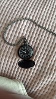 Montre à gousset noire avec chaîne vintage pour homme