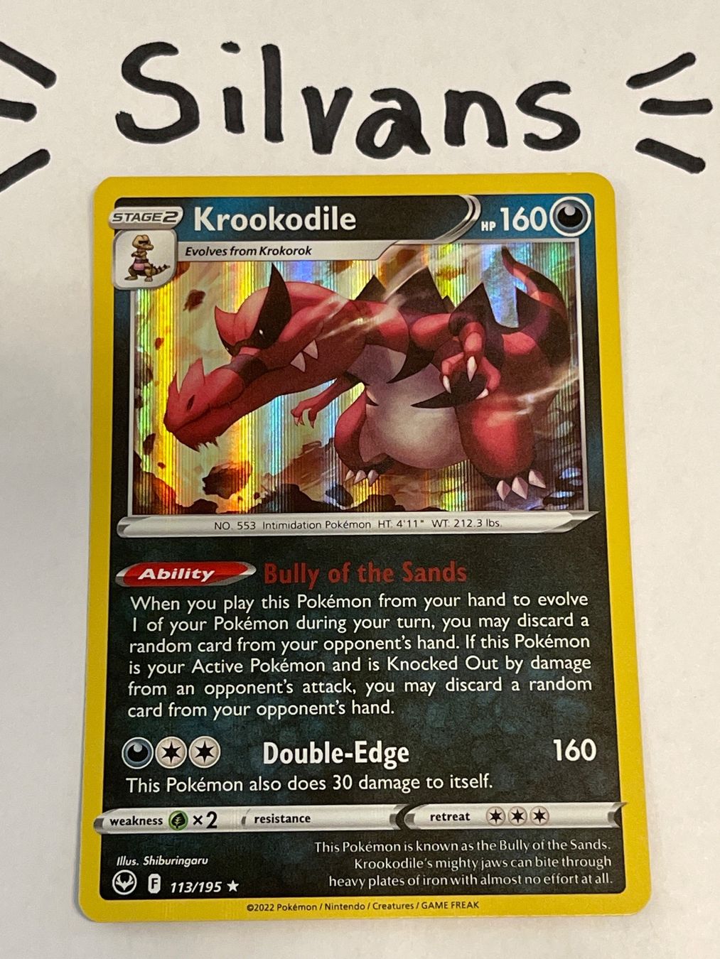 Pokémon Carte collezionabili: Krookodile Holo 123/195 Silver Tempest Englisch – Nuovo (secondo la descrizione) da Wil SG venduto da Silvans