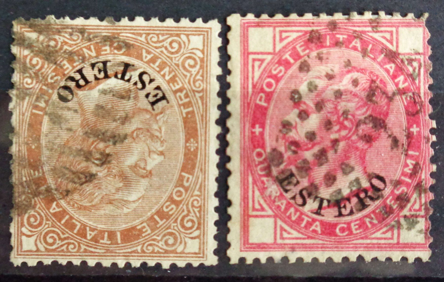 Tous les timbres: ITALIA: ESTERO 30 e 40 cmi, con leggeri sbagli – D'occasion à Le Locle par timbrettino