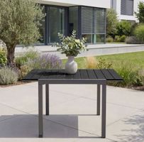 Aluminium Gartentisch Inca schwarz 80–120 x 80 x 74 cm