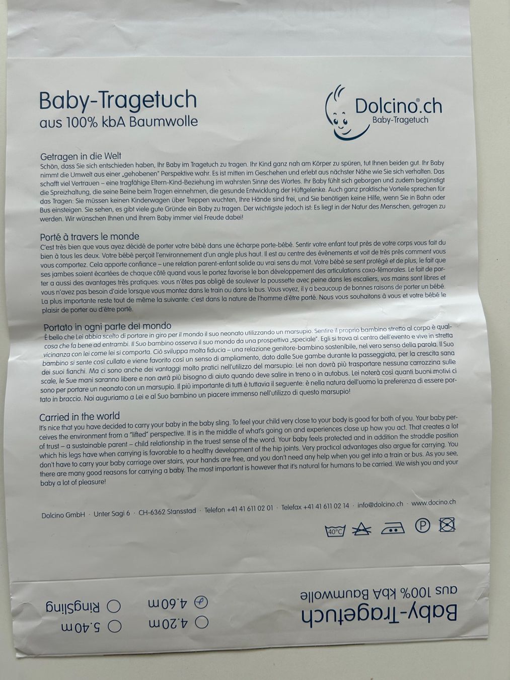Dolcino Marsupi portabebè: Baby-Tragetuch Dolcino – Nuovo (secondo la descrizione) da Ebikon venduto da Moose71 2