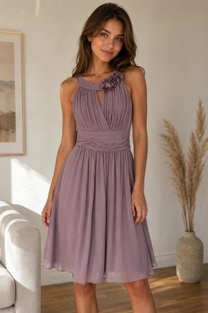 Lila Cocktailkleid 36 mit Schal