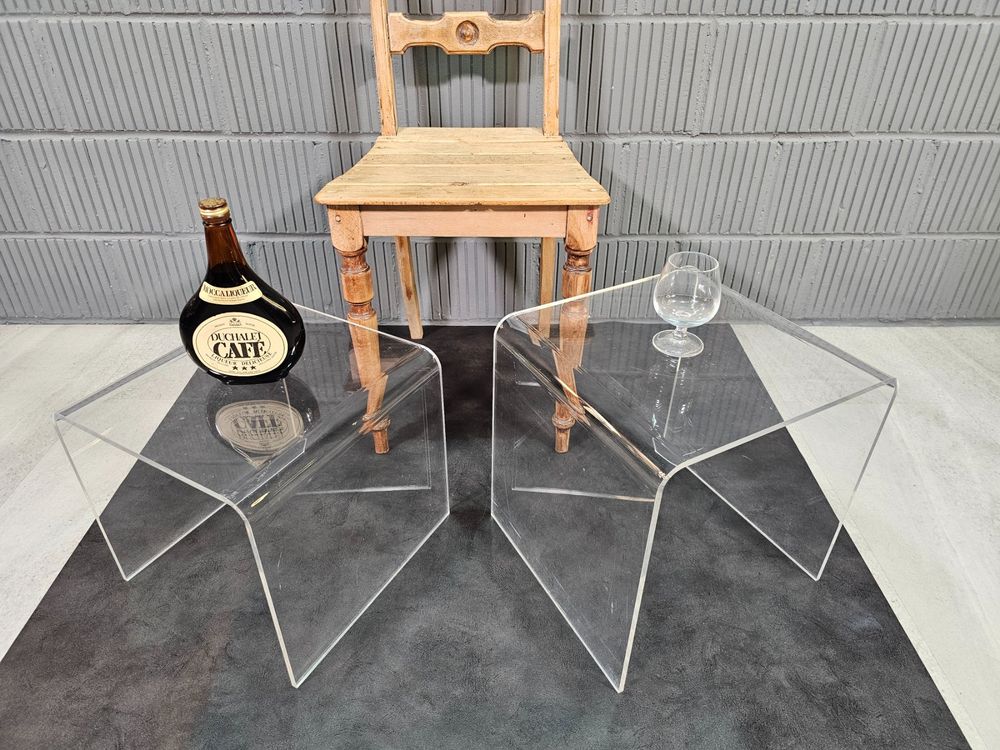 JoyyeSpace Couchtisch 3er Set Weiß - Moderne Beistelltische Quadratisch Metallgestell