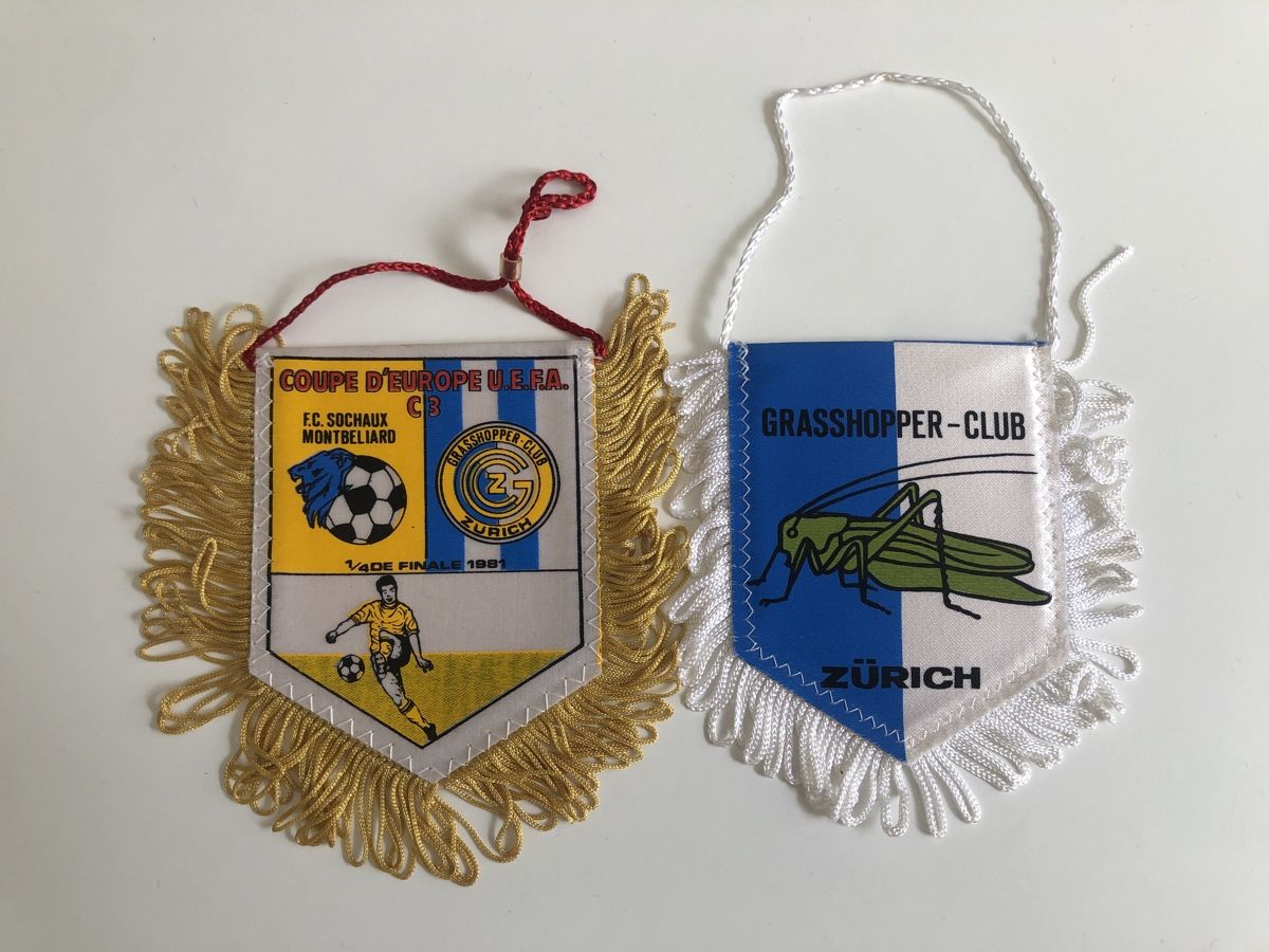 Fanion FC Sochaux – Grasshopper Zurich, Coupe UEFA 1981, Vintage Football