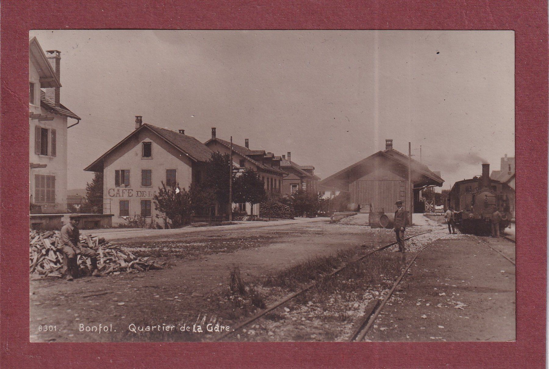 Ansichtskarten: Bonfol - Quartier de la Gare - Train - Vignette - 1918 – Gebraucht aus Orvin von Pyaeschli