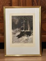 Gouache auf Papier von Ch. Kröner - Wildschweine im Schnee