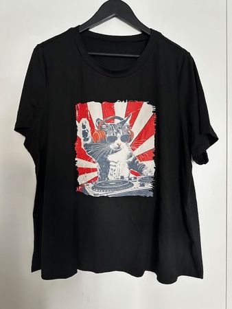 T-shirt chat qui mixe noir neuf Taille 52