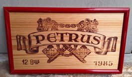 Holzschild Château Pétrus 1985 Wein Vin Front Weinkiste