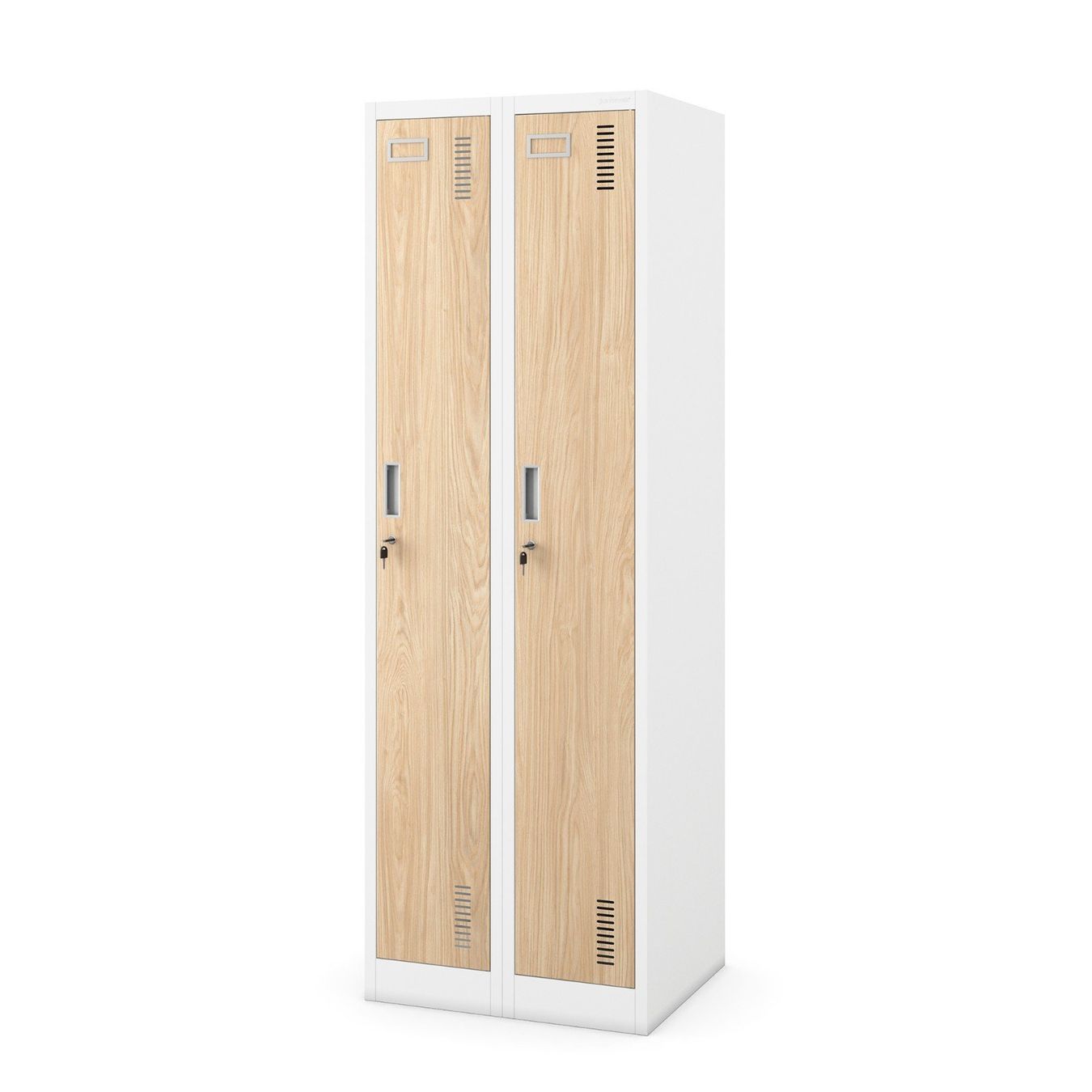 Schränke: Schliessfachschrank 2 Fächer - Weiss/Holzoptik – Neu und originalverpackt aus Wallenwil von toesstal-vertrieb