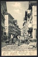 Appenzell, Hauptstrasse mit Ochsenwagen,