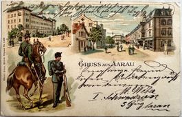 Alte AK Gruss aus Aarau ça.1900  Kaserne.126 jährig.