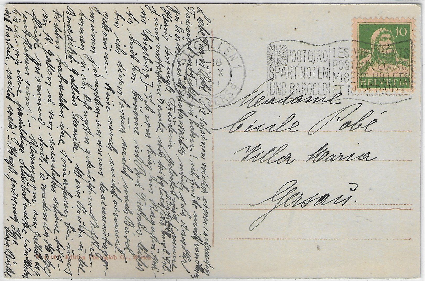Cartoline postali: St. Gallen - Scheffelstein mit Säntis – Usato da Ettingen venduto da Kartenplanet 1