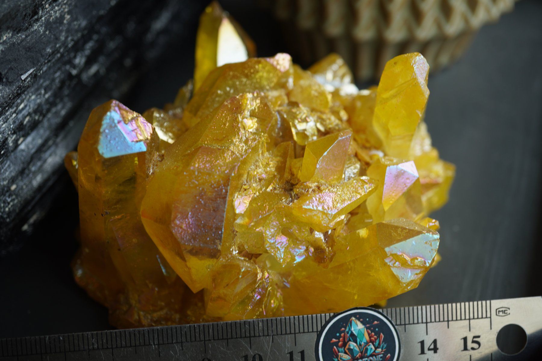 Minerali & Pietre curative: Bergkristall mit Hammerschlag Bedampft   Aqua Gold – Nuovo e nell'imballaggio originale da Eschenbach SG venduto da topstone 2