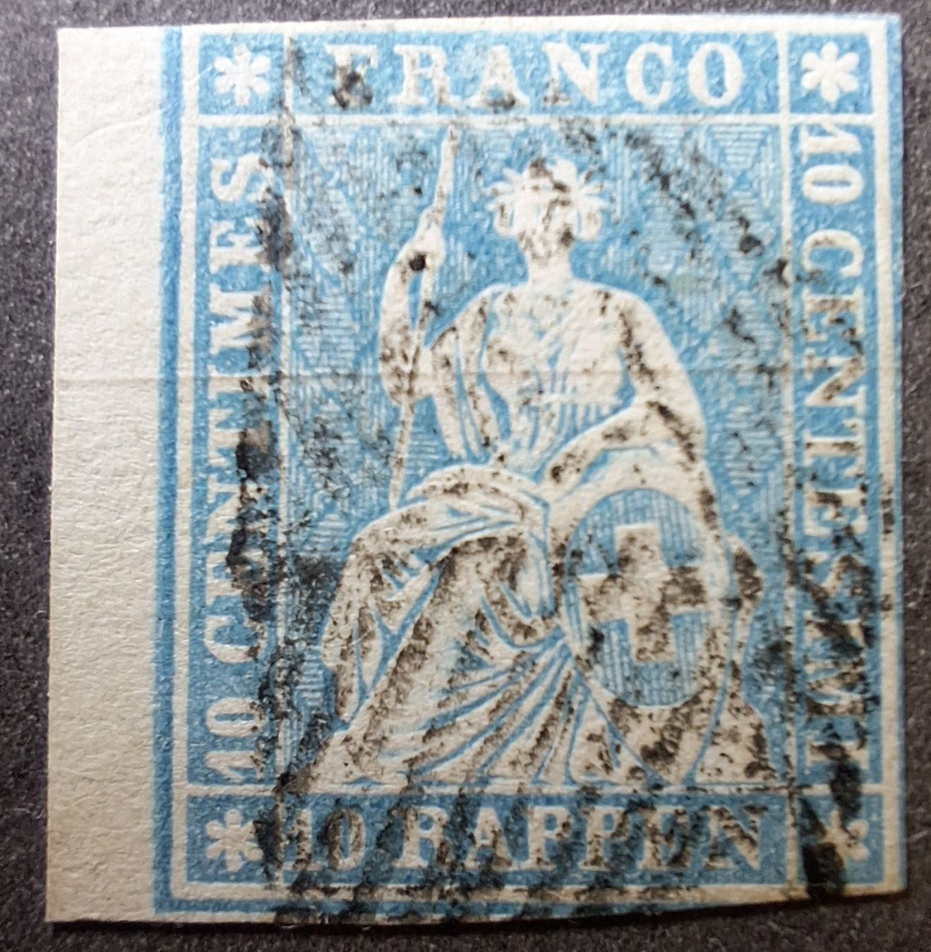 Tutti i francobolli: Strubel 23Ca mit Befund Kat. 300.- – Usato da Balgach venduto da SIMEON27