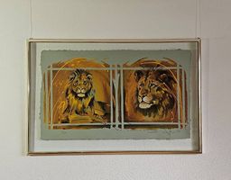 Rolf Knie " Zwei Löwen" Serigraphie, handsigniert