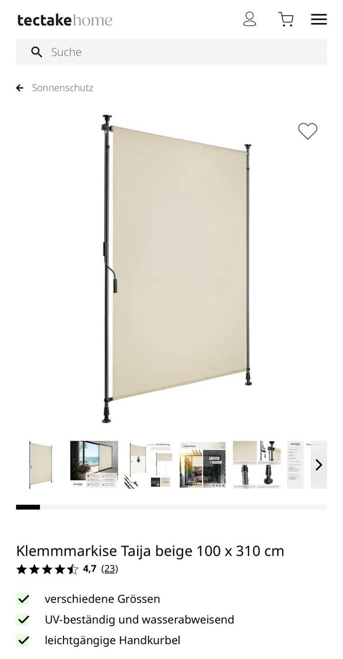 Markisen: Rollo Sonnenschutz beige Aussenbereich – Neu (gemäss Beschreibung) aus Beinwil am See von wegdamit24