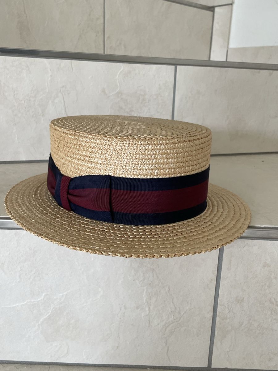 Copricapi, berretti & cappellini: Vintage Straw Boater Hat Summer Men – Usato da Richterswil venduto da Prangins9 8