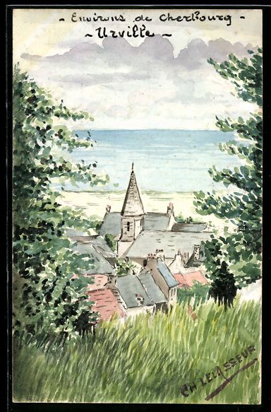 Ansichtskarten: Handgemalt: Urville /Cherbourg, Durchbli – Gebraucht aus Berlin von bartko-reher
