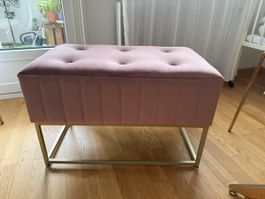 Elegante Samt Sitzbank Altrosa-Gold