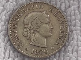 5 centimes/rappen 1880 abart verdreht 10-15 grad