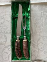 Tranchierbesteck Hirschhorn  Messer Gabel Vintage Geschen...