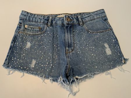 Shorts, Jeans mit Strasssteinen, Mädchen, 10Y, sehr HERZIG!
