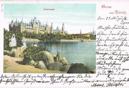Zürich, Gruss vom Alpenquai, belebt, alt