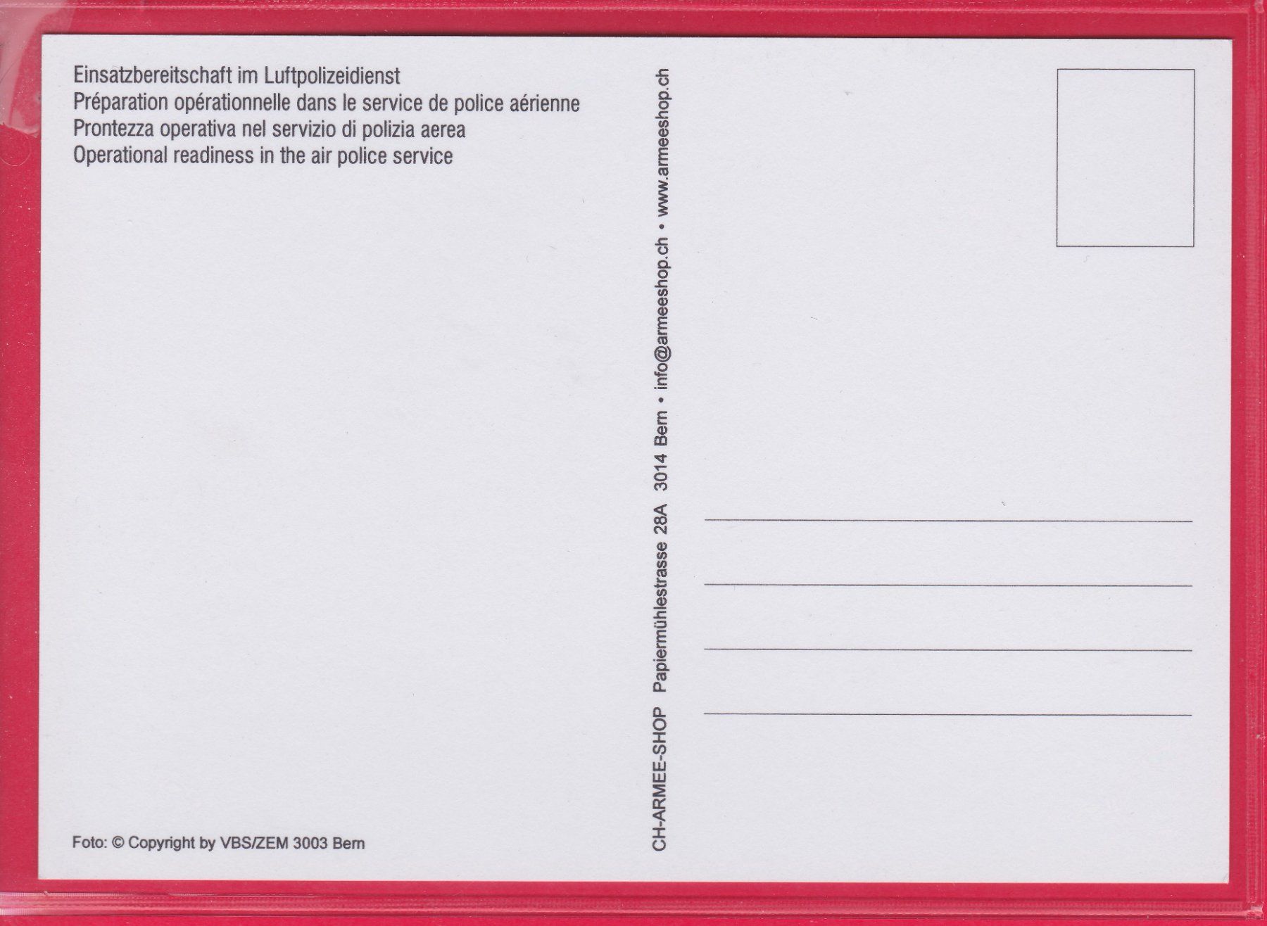 Cartoline postali: EINSATZBEREITSCHAFT IM LUFTPOLIZEIDIENST – Usato da Oberrieden venduto da Gebirgsstelze 1