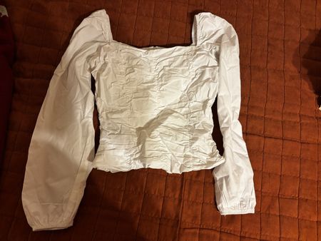 Missguided Top Blanc, Taille 34, Manches Bouffantes