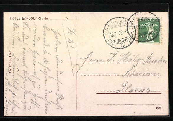 Cartes postales: Landquart, Hotel Landquart mit Bergpanor – D'occasion à Berlin par bartko-reher 1