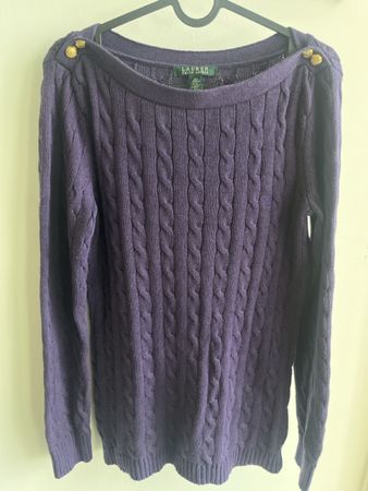 Lauren Ralph Lauren Zopfmuster Pullover – Violett – Grösse M