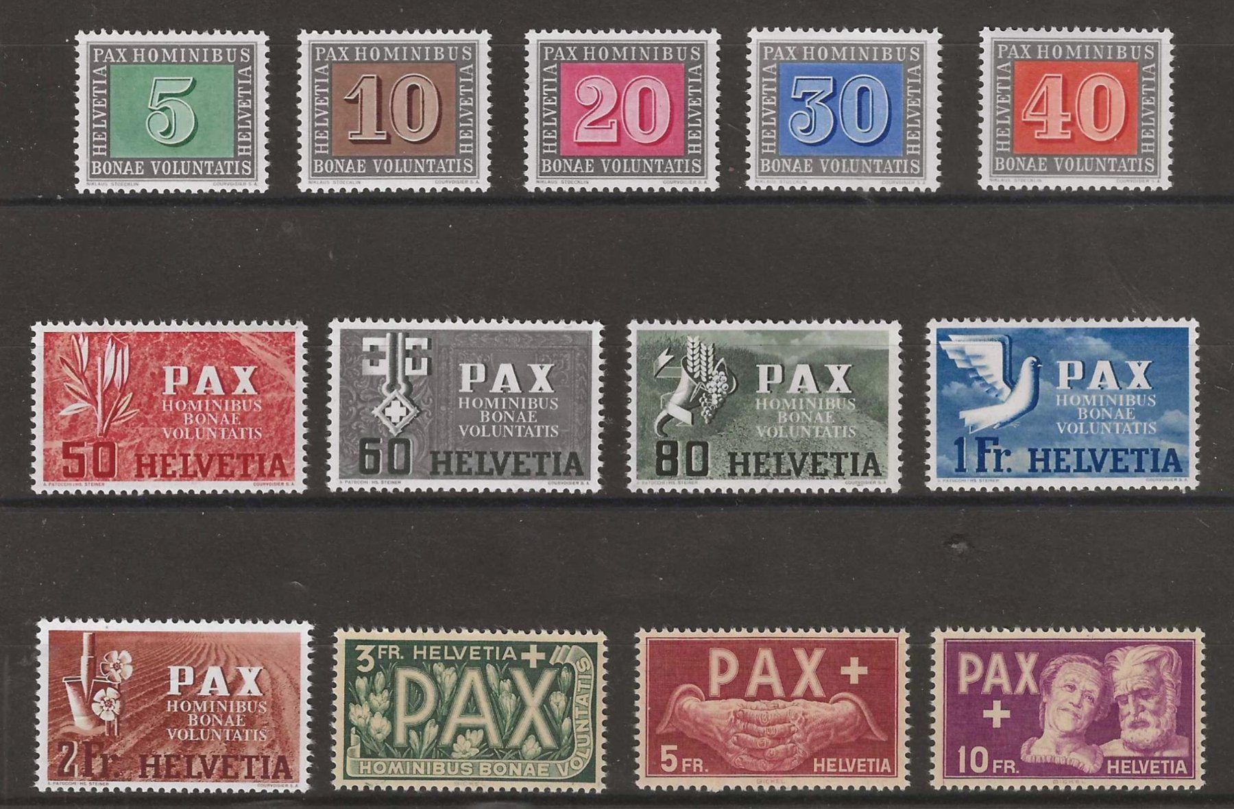 Alle Briefmarken: 1945 : PAX Serie Nr. 262 - 274 postfrisch ** – Neu (gemäss Beschreibung) aus Gümligen von Geniusbuy