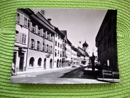 AK Zurzach Schwertgasse, Hotel Rad, Esso, Kirche ungelaufen