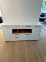 Sideboard weiss mit Holzoptik Fächern guter Zustand