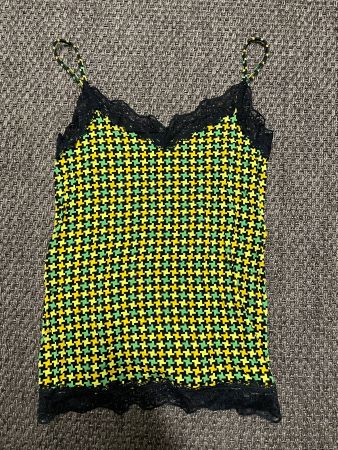 Tenezis Top gemustert mit Spitze Grösse M / L
