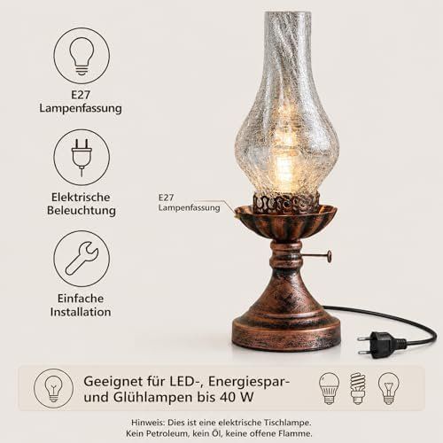 Lampen: Petroleum Tischlampe – Neu und originalverpackt aus Hundwil von Equiply 6