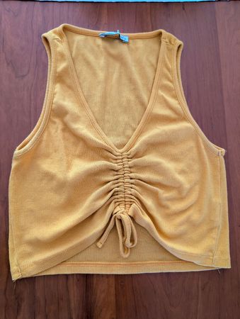 Pull&Bear Crop Top, Gr. M, Senfgelb, Elastisch