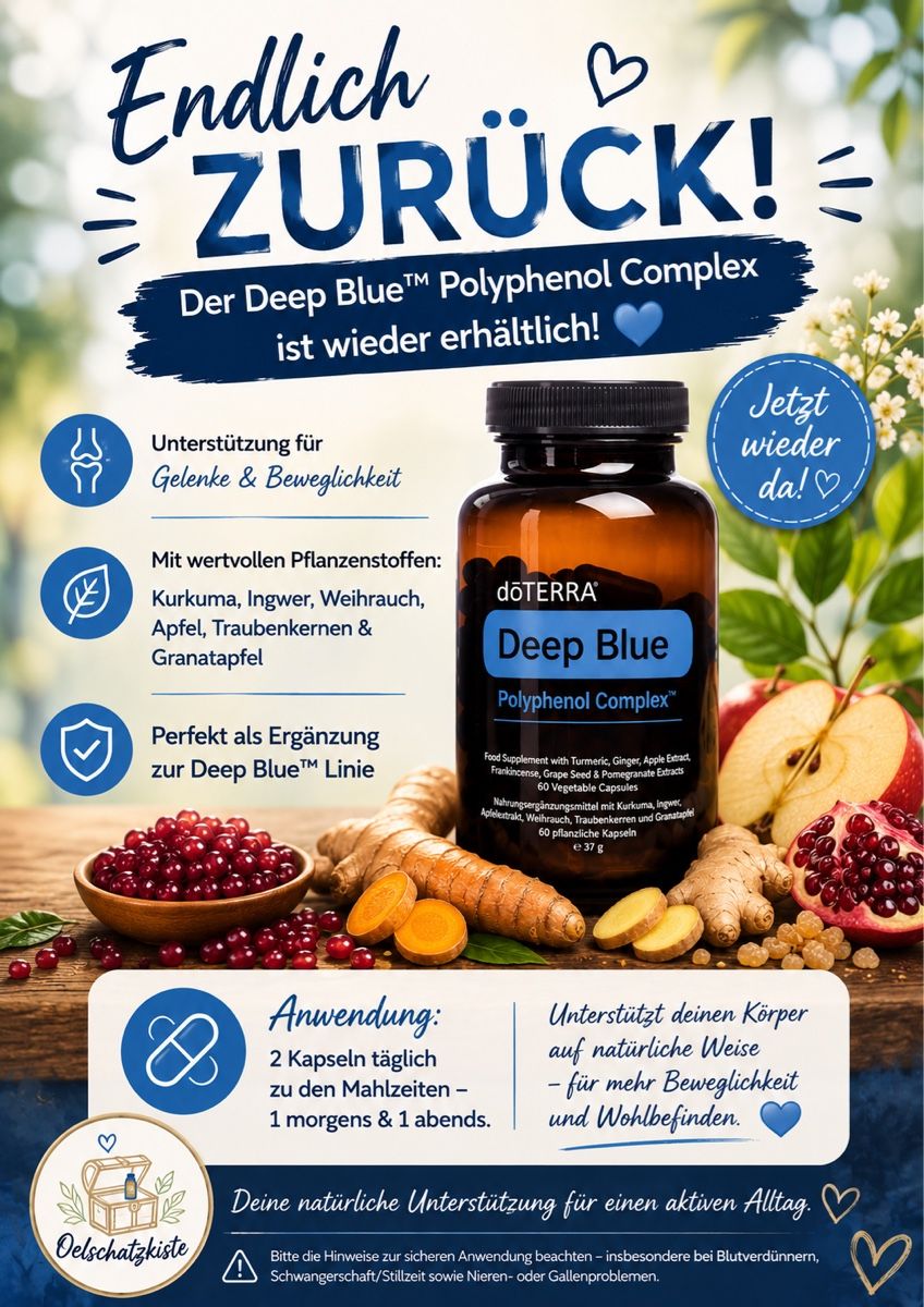Doterra Huiles essentielles: DoTERRA Deep Blue Polyphenol Complex Kapseln 60 Stk – Neuf avec emballage d'origine à Reichenburg par RelaxingMoments