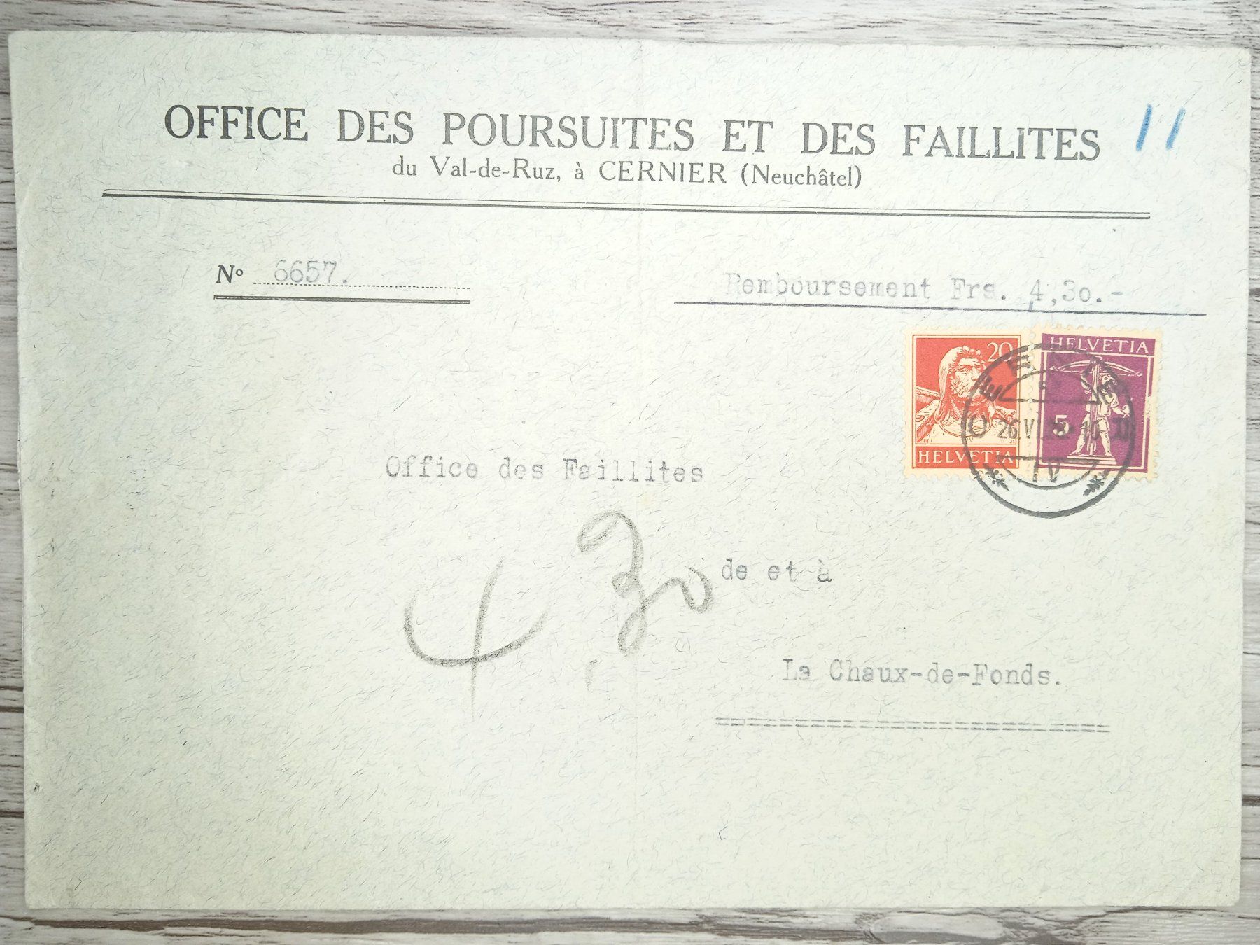 Tutti i francobolli: TR72 Enveloppe + Timbre Suisse 1928 – Usato da Cousset venduto da Patrick_Collections