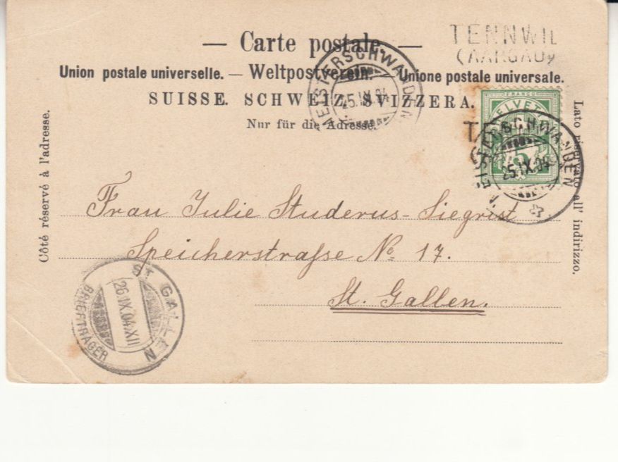 Cartoline postali: Hallwil 1904 mit Stabstempel Tennwil – Usato da Bürglen TG venduto da StampGraf 1