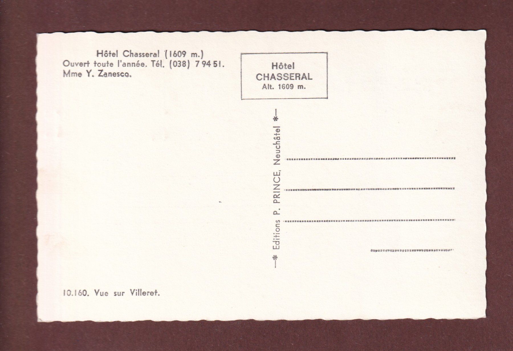 Cartoline postali: HÔTEL CHASSERAL – Usato da Pully venduto da nicecards-shop 1