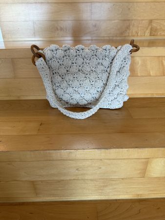 Tasche gehäkelt beige Damen Handtasche guter Zustand